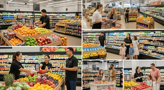 grocery store merchandising, creative displays, retail strategy
