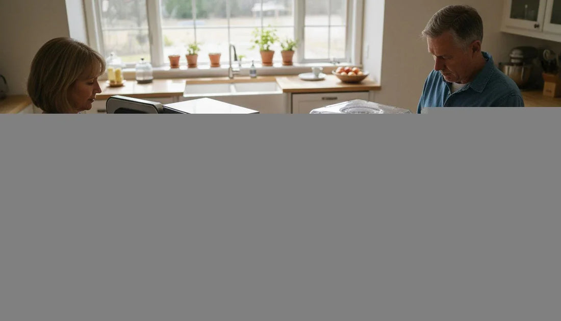 Two people compare freeze dryer and dehydrator