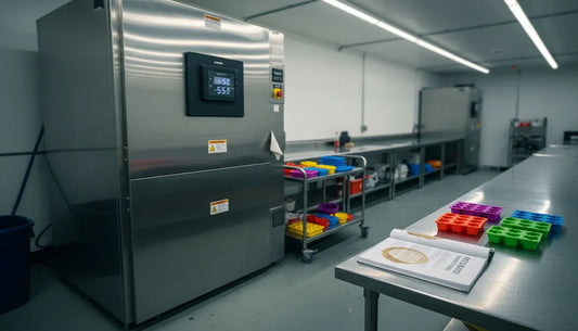 Industrial freeze dryer in candy production room