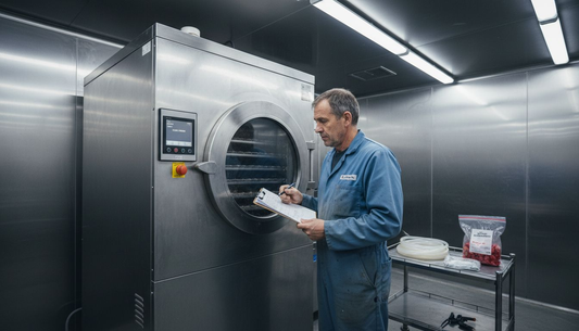 Operator with freeze dryer in production room