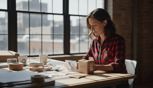 Designer reviewing eco-friendly candy wrappers