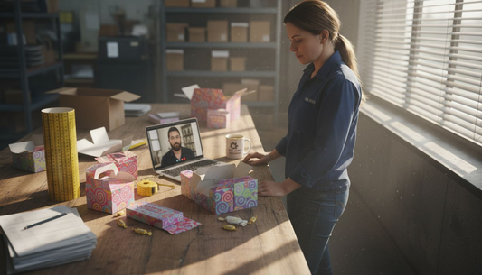 Meeting to discuss custom candy boxes design