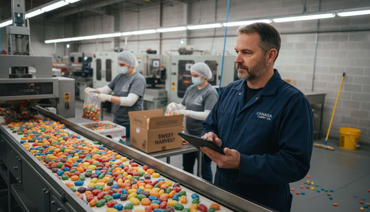 Canadian candy factory supervisor on production floor