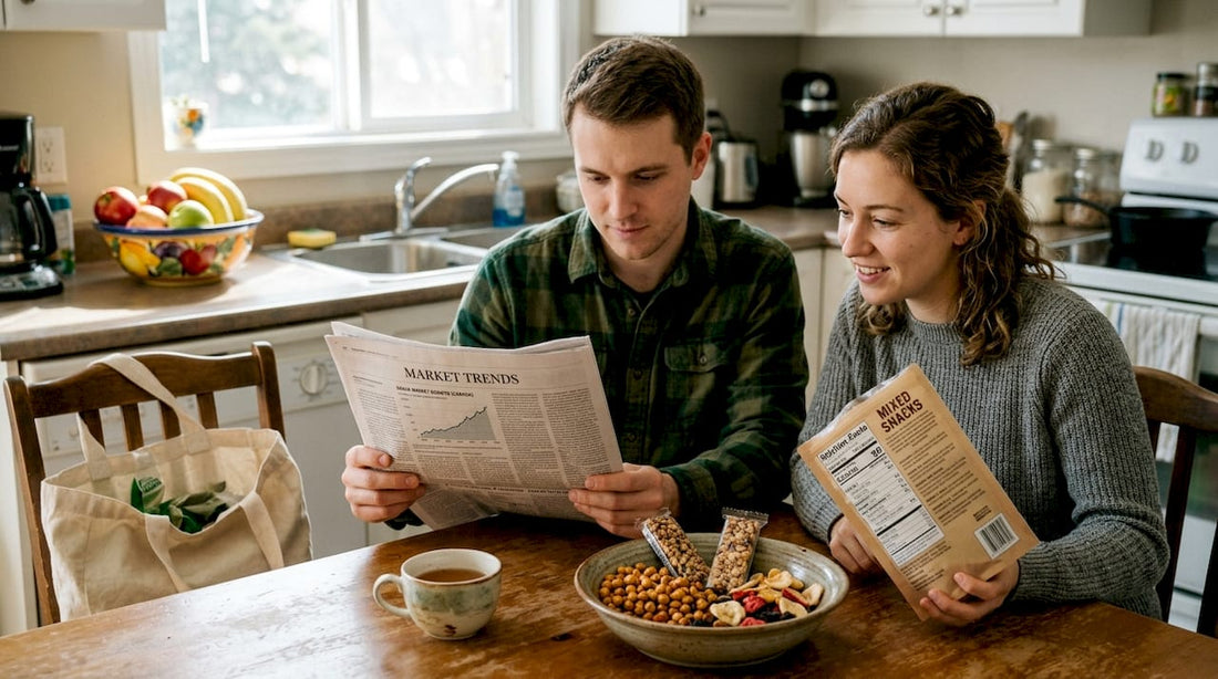 Canadians sharing snacks at cozy kitchen table