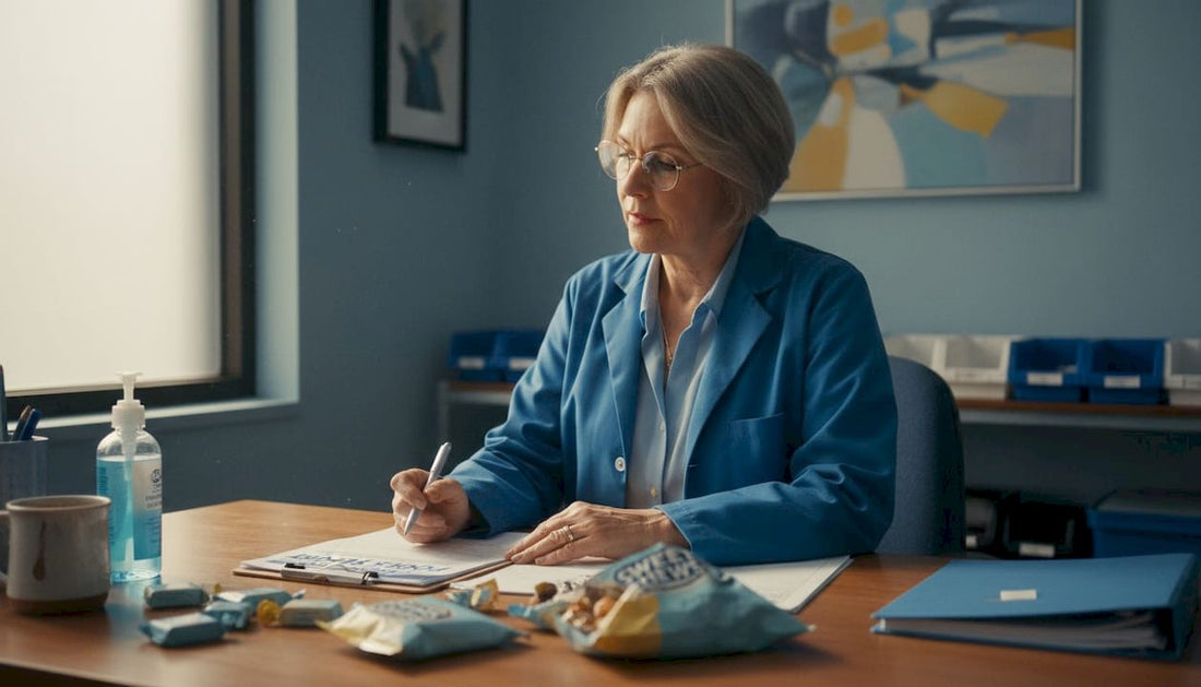 Manager reviewing candy safety paperwork