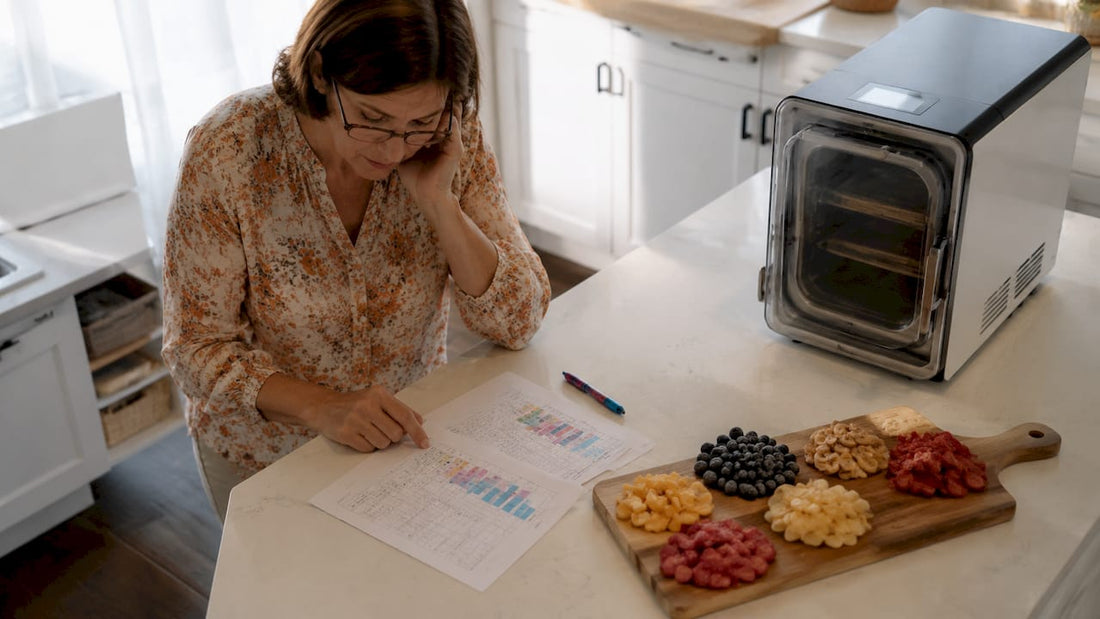 Small business owner planning freeze dryer production
