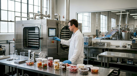 Technician inspecting commercial candy preservation equipment