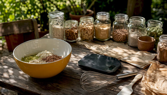 Tools and ingredients for protein bar recipe