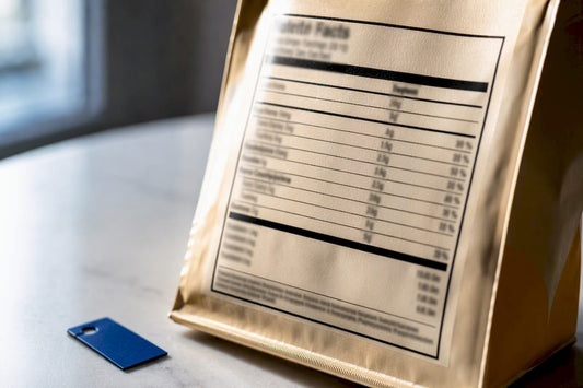 Close-up of an anonymous nutrition facts panel