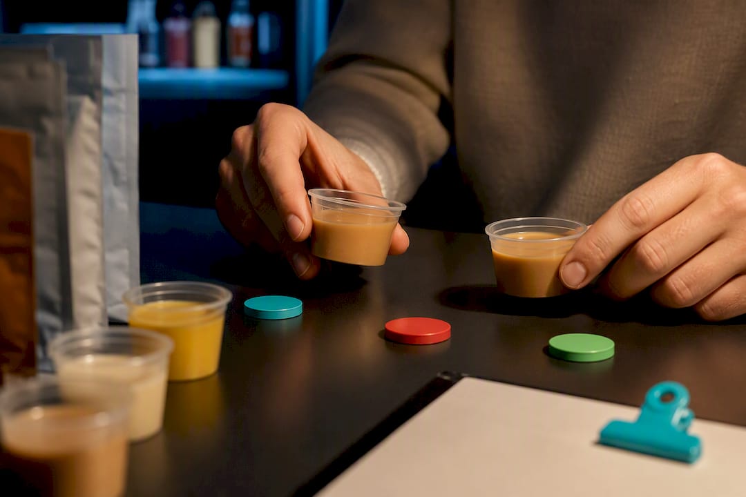 Anonymous CPG samples in market research setting