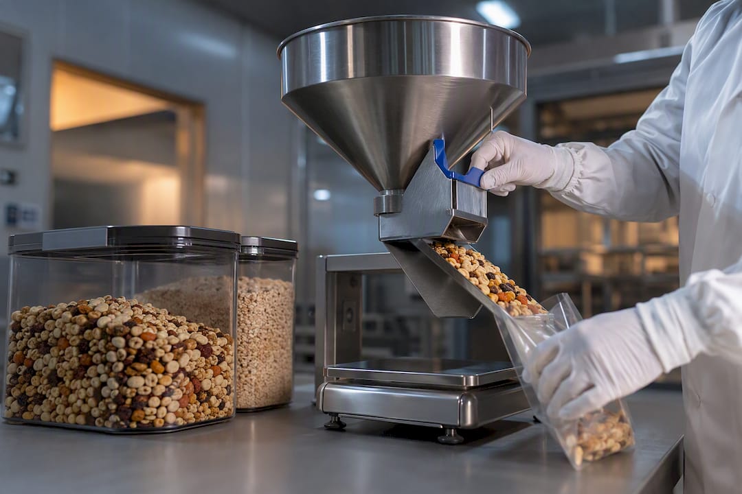 Pilot snack manufacturing weighing station